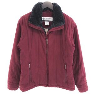 Columbia Jacket Womens Large Burgundy Faux‎ Fur Trim Full Zip Outdoor Coat